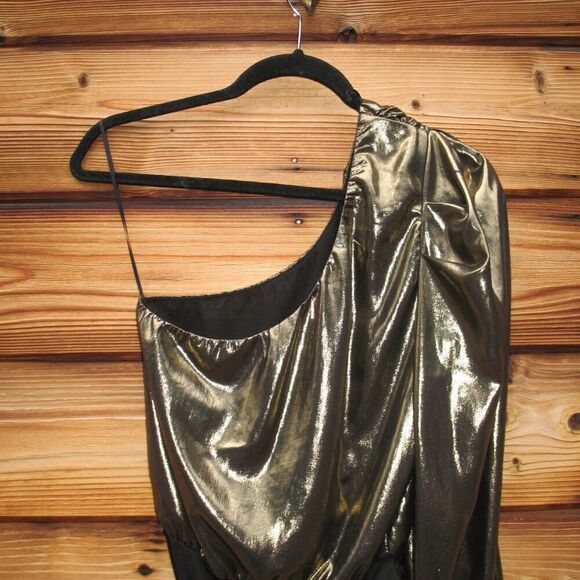 Misa One Shoulder Body Suit Gold Lame - Picture 10 of 11
